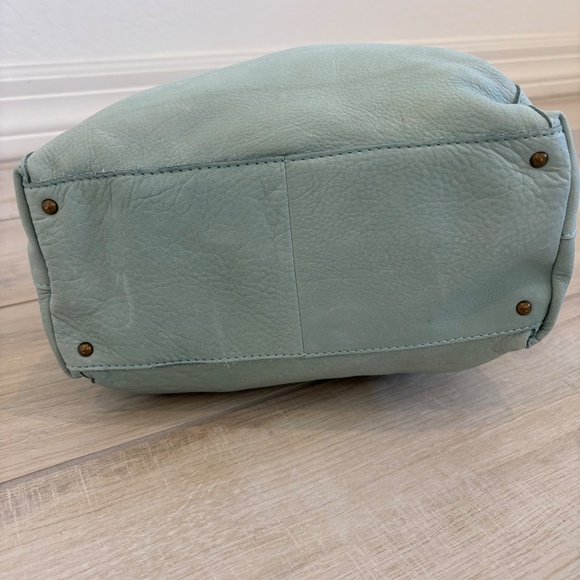 NWT American Leather Co.  genuine leather hobo bag in a light blue/mint color, - Picture 5 of 16